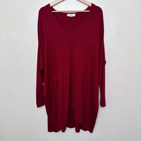 Bryn Walker Womens Small Oversized Asymmetrical Vneck Pocket Tunic Dress - Picture 4 of 14